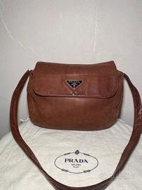 Borsa a Spalla Prada Vintage in Pelle Marrone
