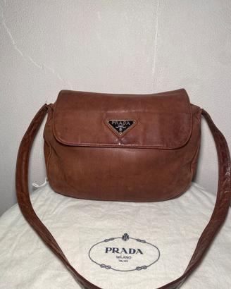 Borsa a Spalla Prada Vintage in Pelle Marrone
