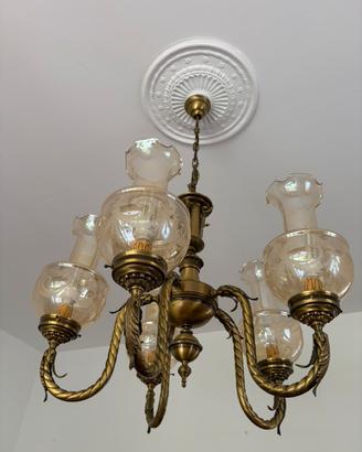 Lampadario vetro e ottone