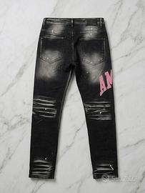 Jeans amiri MX1 custom “pink patch & splatter