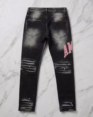 Jeans amiri MX1 custom “pink patch & splatter