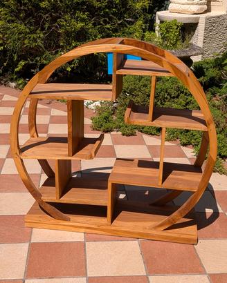 libreria rotonda in teak 