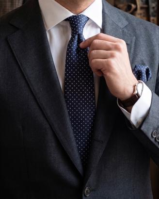 Cravatta Sartoriale Blu Navy in 100% Seta made ita