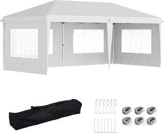 Gazebo per feste  3x6 metri, bianco con pareti