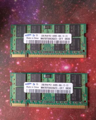 SODIMM DDR2 2+2 4Gb PER NOTEBOOK HP ORIGINALI