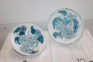 Piatto fondo/coppetta e piatto arredo calligrafico