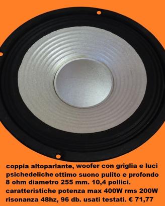 coppia woofer con griglia 255 mm. 10,4 pollici