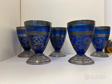 BICCHIERI VECCHIA VENEZIA CON DECORO ARGENTO 925