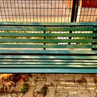 Panchine da giardino in legno e sruttura in ghisa