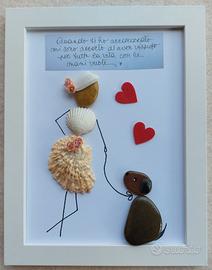 quadretto con sassi e conchiglie -arte decorativa 