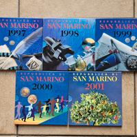 5x Divisionali S. Marino dal 1997 al 2001, monete