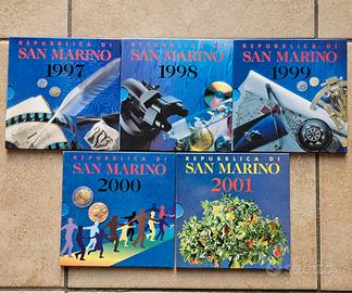 5x Divisionali S. Marino dal 1997 al 2001, monete