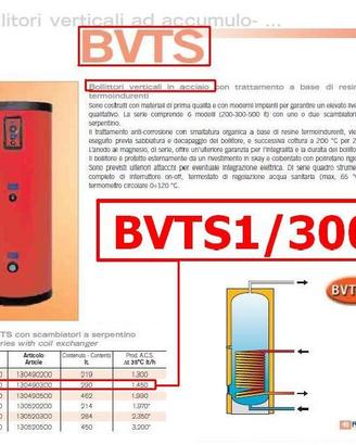 Bollitore con serpentina solare TONON BVST1 300 LT