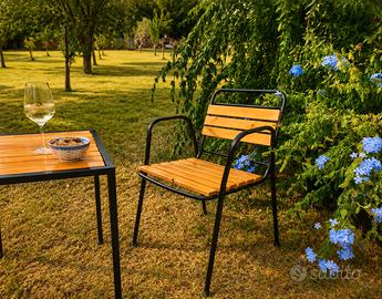 Set giardino artigianale ferro e legno unico