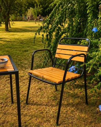 Set giardino artigianale ferro e legno unico