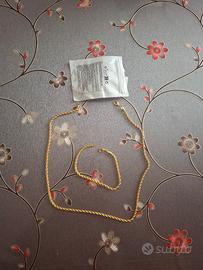 set collane e bracciale placcato oro 24k 