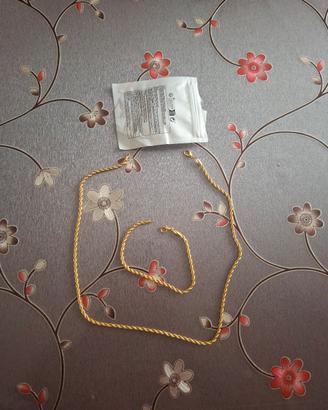 set collane e bracciale placcato oro 24k 