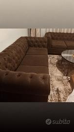 2 divani marroni da 3 posti + 1 poltrona