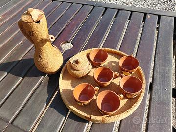 set caffè Sardo in ceramica e sughero
