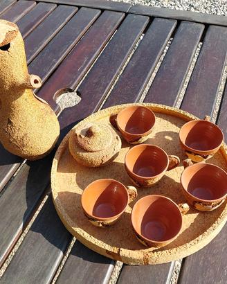 set caffè Sardo in ceramica e sughero