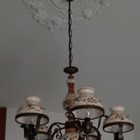 Lampadario ferro e ceramica