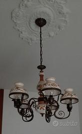 Lampadario ferro e ceramica