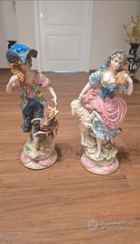 Coppia Statue Porcellana Stile Capodimonte