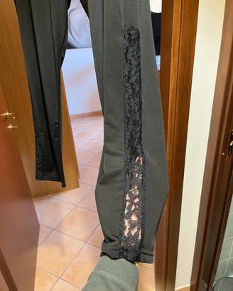 Leggins lungo con pizzo laterale nero tg54/56
