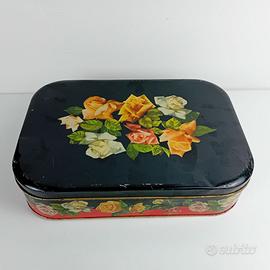 Scatola di latta vintage floreale anni ’60/’70