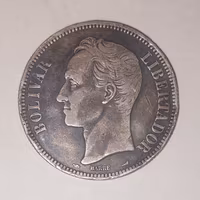 Moneta Argento 5 Bolivares Venezuela 1912