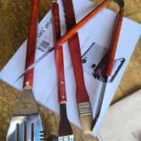 Set barbecue acciaio/legno