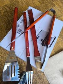 Set barbecue acciaio/legno