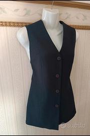 gilet lungo nero a costine donna made in Italy M