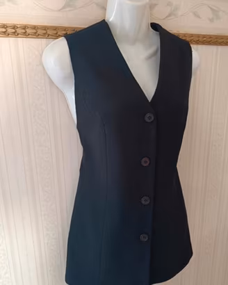 gilet lungo nero a costine donna made in Italy M