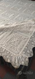 Copriletto matrimoniale cotone, ferri e uncinetto