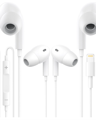 2 pezzi cuffie per iphone con cavo lightning, in e