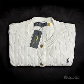 Cardigan Polo Ralph Lauren uomo bianco – L – Nuovo