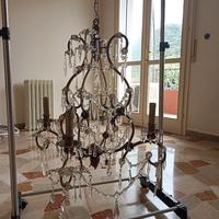 Lampadario Liberty con pendenti in cristallo