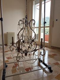 Lampadario Liberty con pendenti in cristallo
