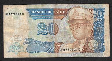 Zaire - banconota circolata da 20 Nuovi Zaires