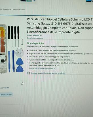 Display LCD compatibile Galaxy S10 SM-G973