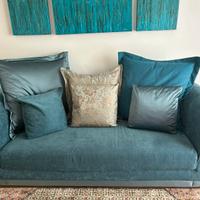 Divano alcantara e raso , azzurro oceano