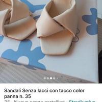 Sandali color crema senza lacci, con tacco n. 35