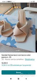 Sandali color crema senza lacci, con tacco n. 35