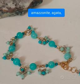 bracciale catena, amazzonite grappoli agata turche