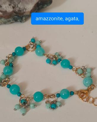bracciale catena, amazzonite grappoli agata turche