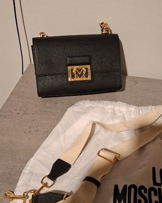 Borsa a spalla Love Moschino Saffiano Nera
