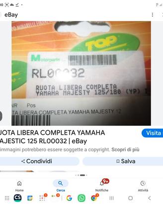 ruota libera x motore scooter Yamaha Minarelli 125