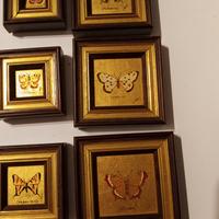 6 miniquadretti vintage dipinti su foglia d' oro 