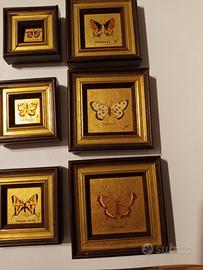 6 miniquadretti vintage dipinti su foglia d' oro 